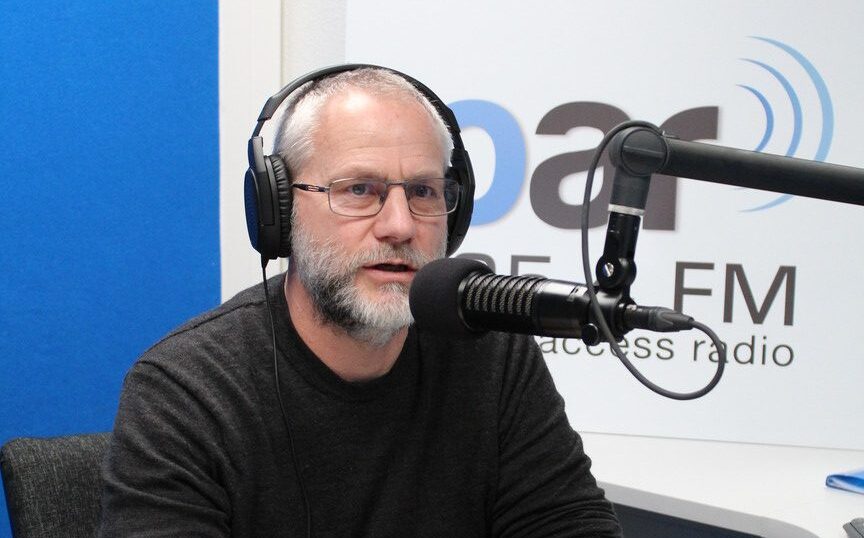 Science Dave in action in the OAR FM Studio.