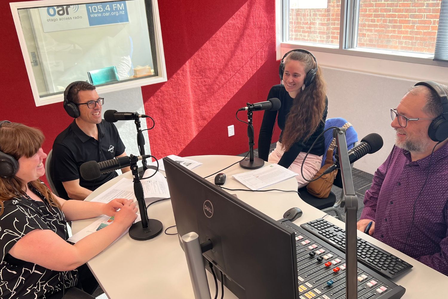 Tess, Rowan, Leisa and Rob in Red Studio