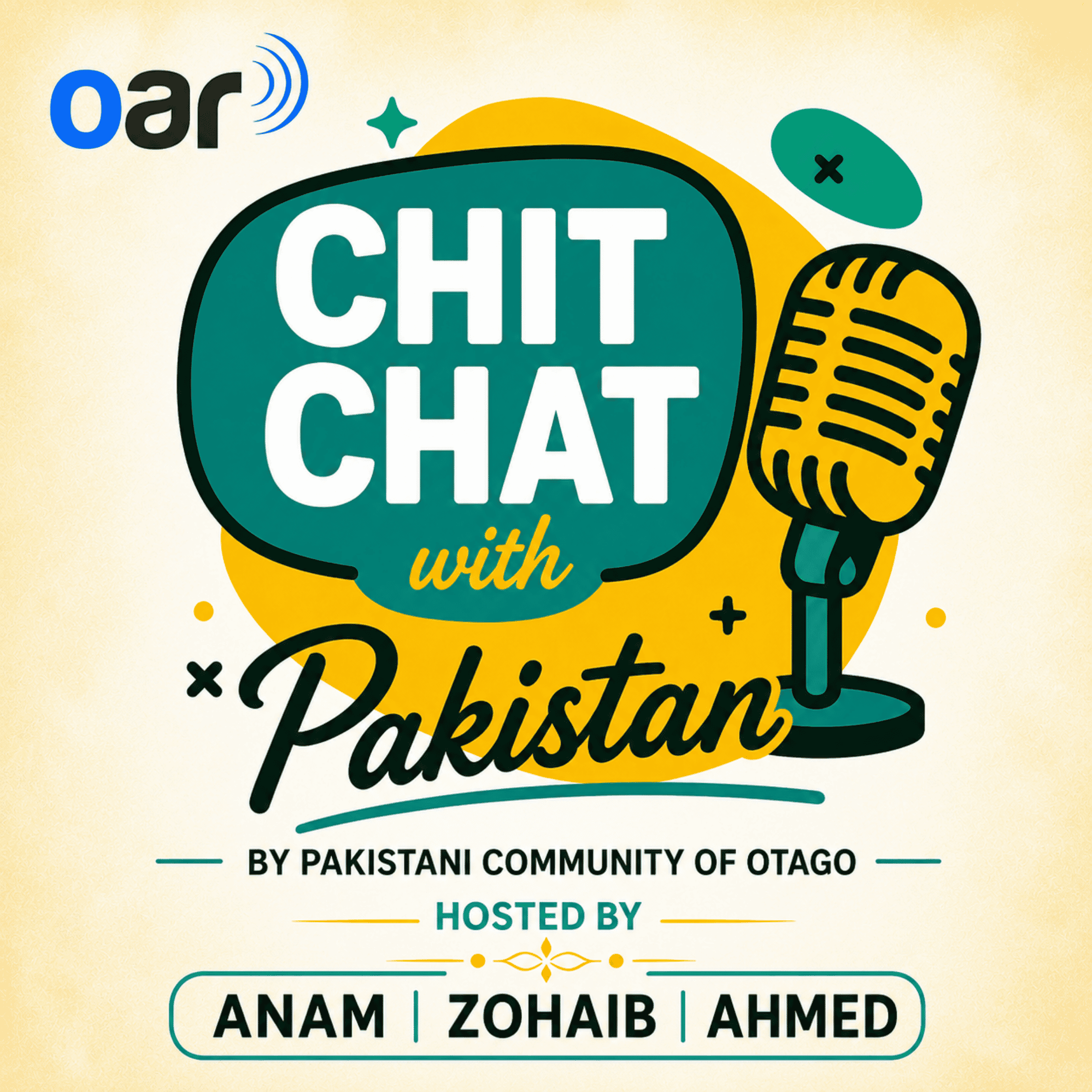The logo of Chit Chat with Pakistan with a microphone stand.