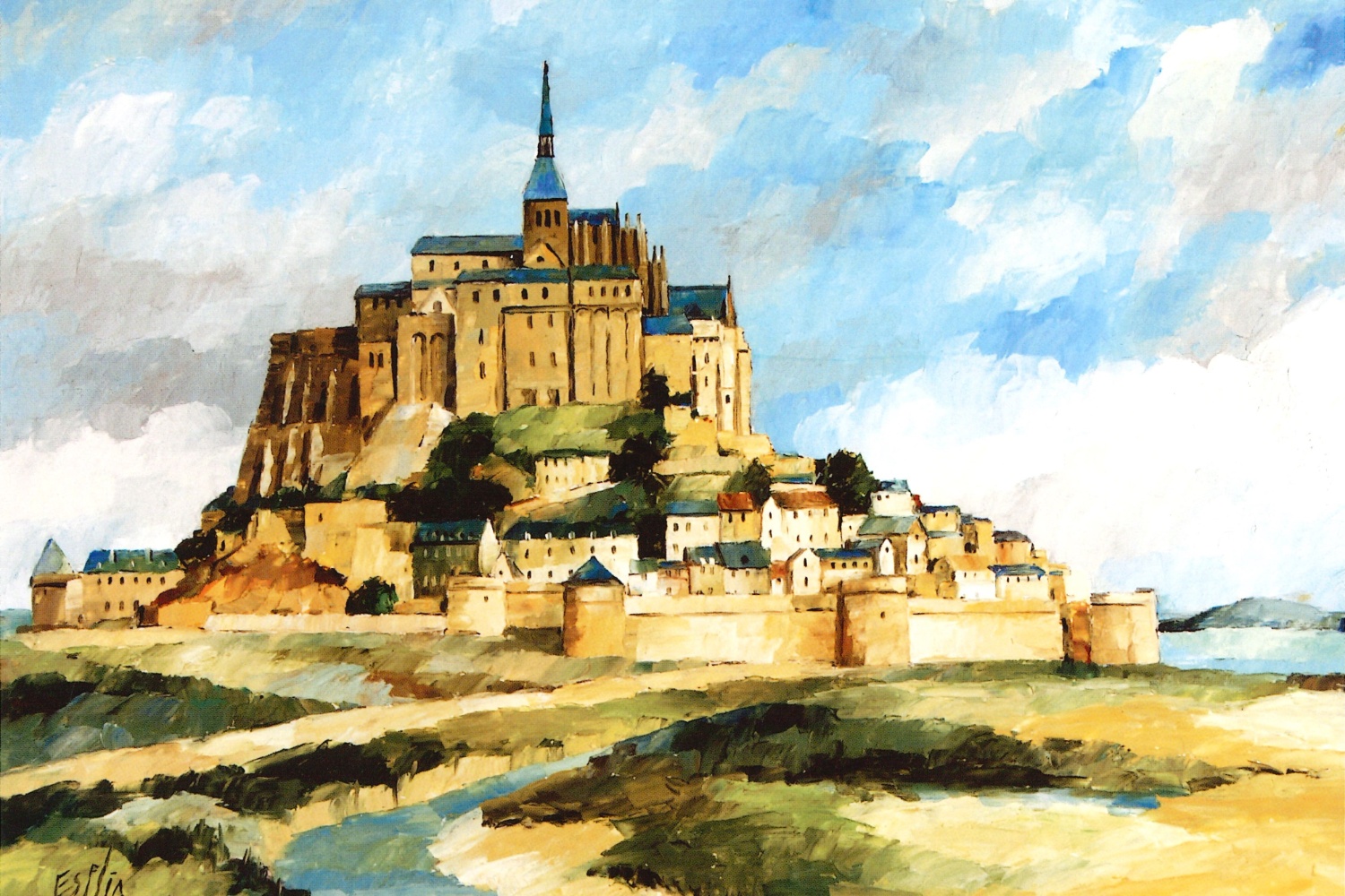 Painting of Mont Saint Michel, France by Tom Esplin