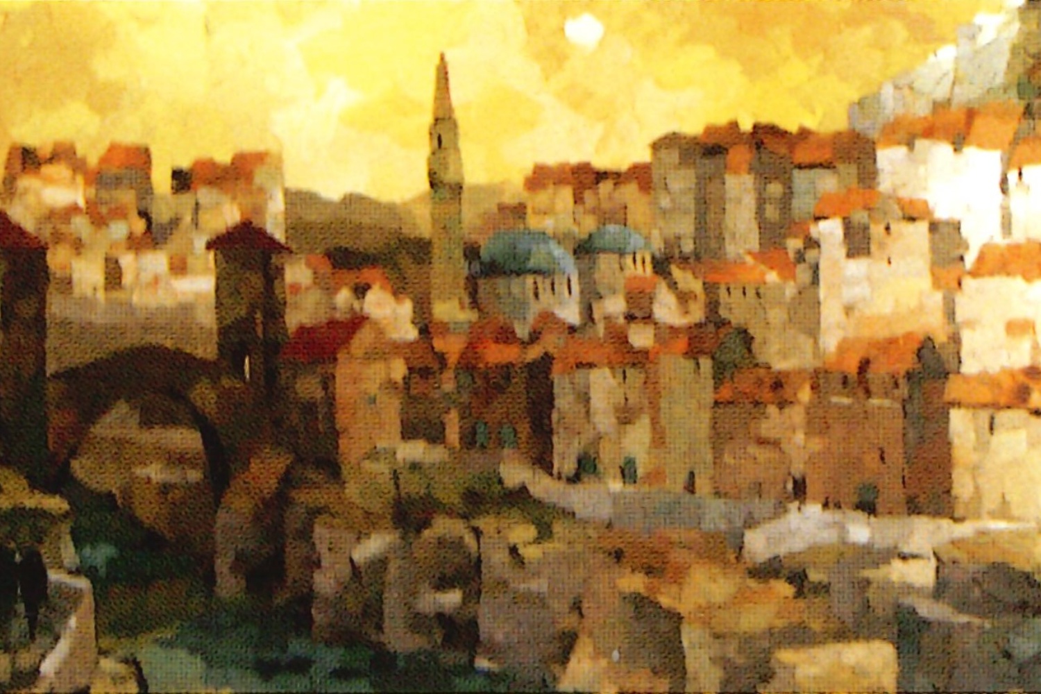 Painting of Mostar, Bosnia and Herzegovina by Tom Esplin