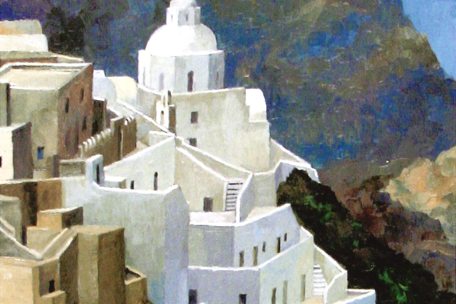 Painting of Santorini, Greece by Tom Esplin