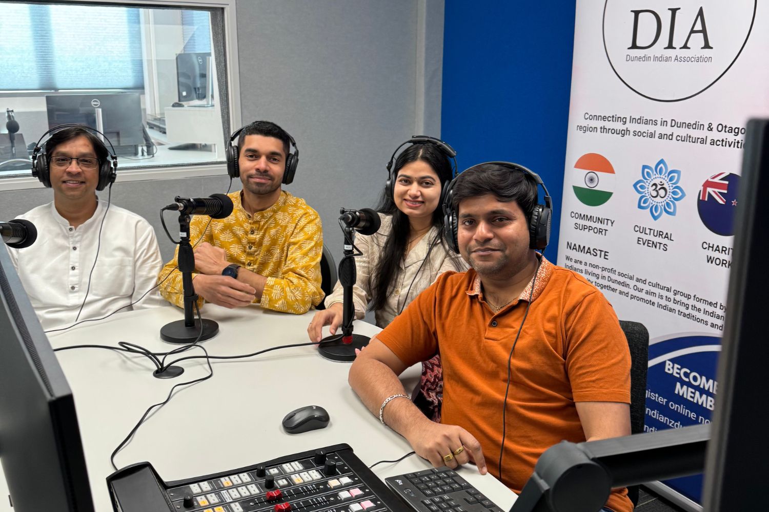 Rohit Jain, Arun Murthy, Shweta Karne and Sagar Vashishtha, with the Dunedin Indian Association.