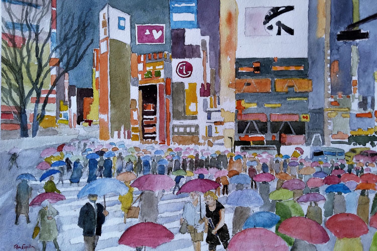 The Scramble, in Japan painted by Ron Esplin