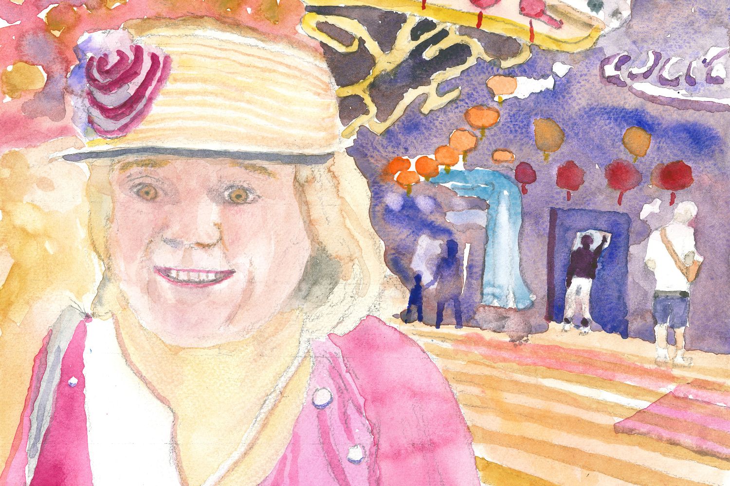 Ju in Jiufen 60 by 60 painted by Ron Esplin