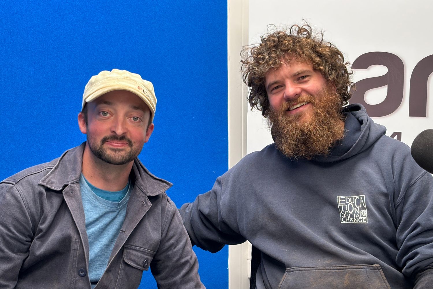 Photo of Samuel and Kieran in the studio